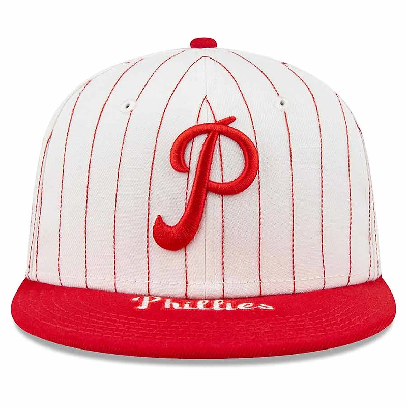 Philadelphia Phillies Pin Stripe Red Two Tone Visor Hit Gray UV New Era 59FIFTY Fitted Hat