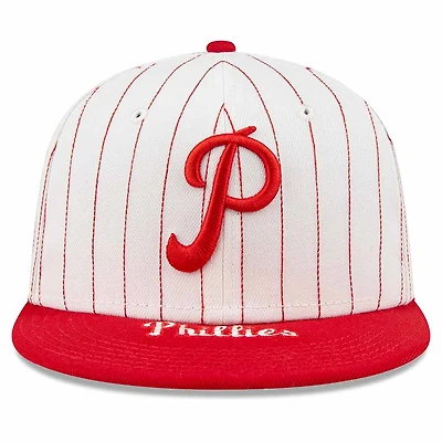Philadelphia Phillies Pin Stripe Red Two Tone Visor Hit Gray UV New Era 59FIFTY Fitted Hat