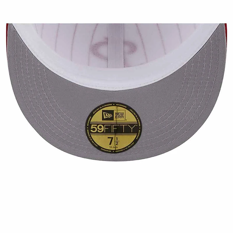 Philadelphia Phillies Pin Stripe Red Two Tone Visor Hit Gray UV New Era 59FIFTY Fitted Hat