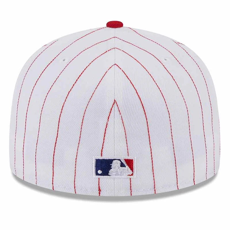 Philadelphia Phillies Pin Stripe Red Two Tone Visor Hit Gray UV New Era 59FIFTY Fitted Hat