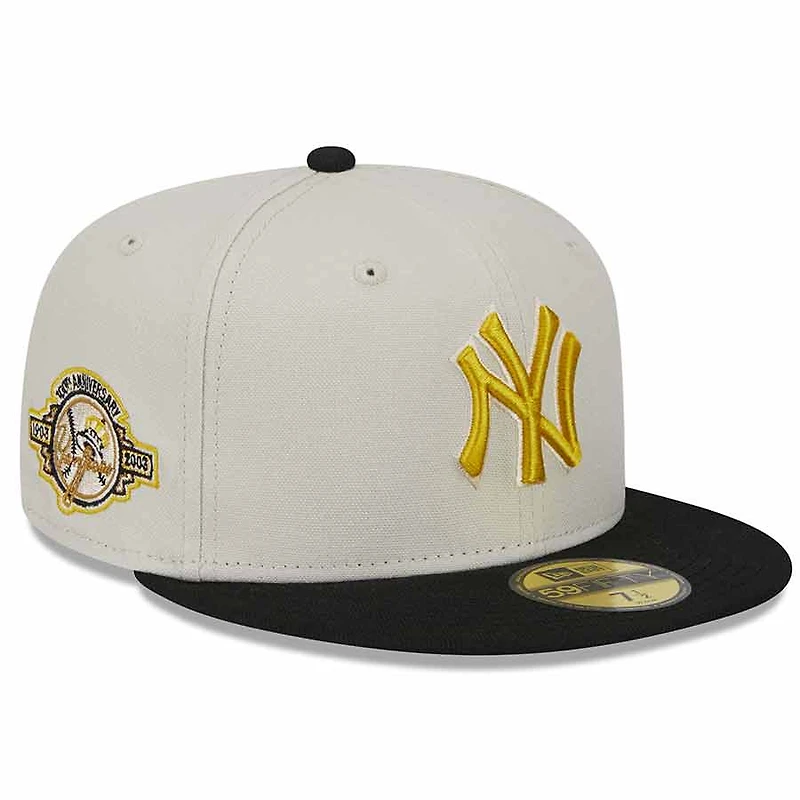 New York Yankees Two Tone Stone 100th Anniversary Patch Gray UV Era 59FIFTY Fitted Hat