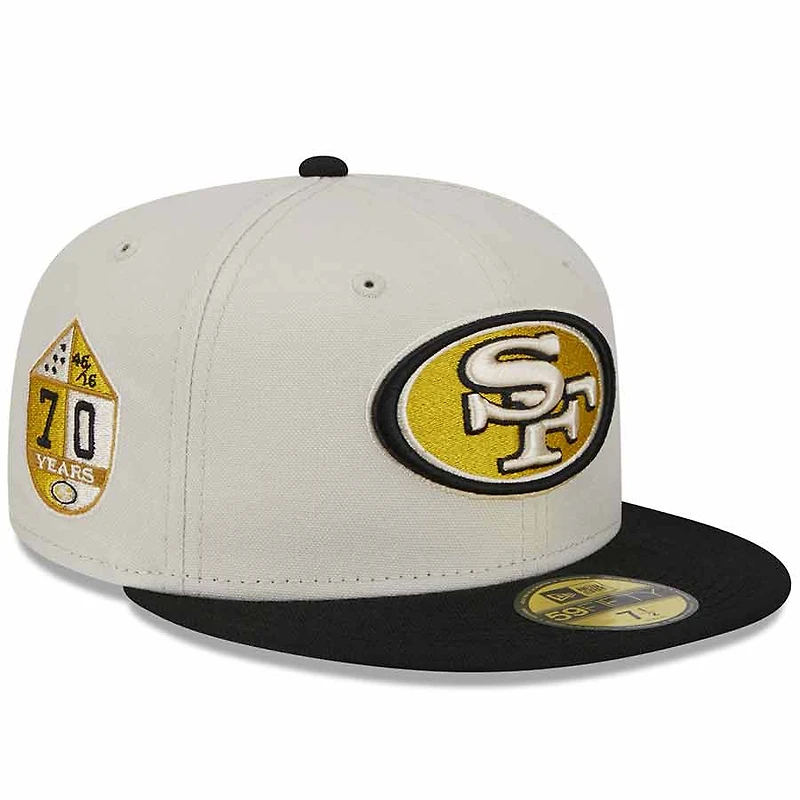 San Francisco 49ers Two Tone Stone 70th Anniversary Patch Gray UV New Era 59FIFTY Fitted Hat