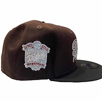 Los Angeles Dodgers Brown and Black Two Tone Cursive Logo 40th Anniversary Patch Gray UV 59FIFTY Fitted Hat