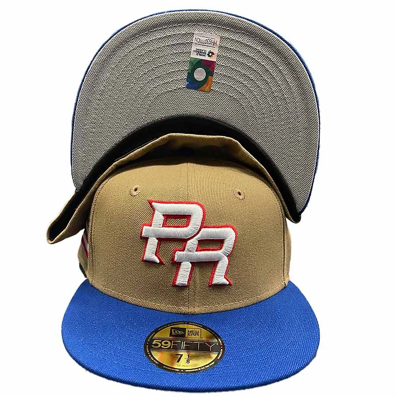Puerto Rico Blue Khaki Two Tone Flag Patch Gray UV 59FIFTY Fitted Hat