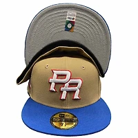 Puerto Rico Blue Khaki Two Tone Flag Patch Gray UV 59FIFTY Fitted Hat