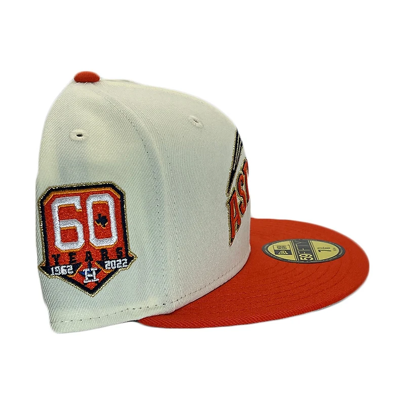 Houston Astros Golden Script Pack 60 Years Patch Gray UV New Era 59FIFTY Fitted Hat