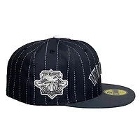 Cleveland Indians Black Gray Two Tone 100 Seasons Patch Green UV New Era 59FIFTY Fitted Hat