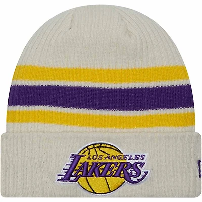 Los Angeles Lakers Cream New Era Vintage Cuffed Knit Beanie Hat
