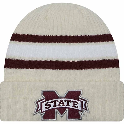 Mississippi State Cream New Era Vintage Cuffed Knit Beanie Hat