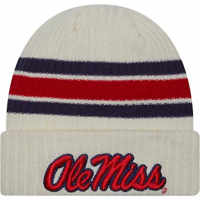 Ole Miss Cream New Era Vintage Cuffed Knit Beanie Hat