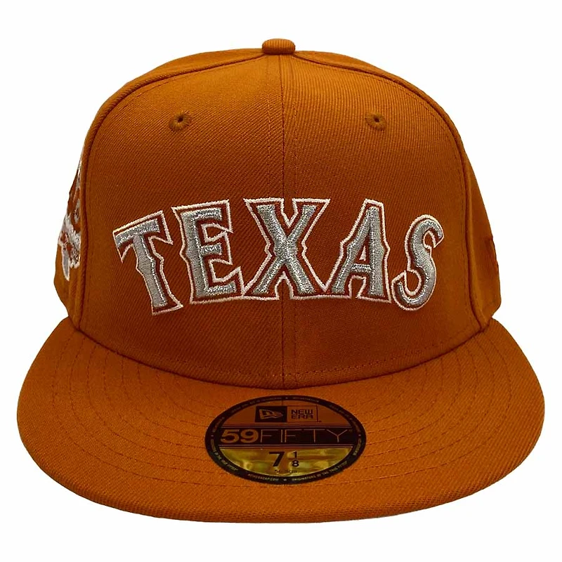 Texas Rangers Burnt Orange Pressure Pack 40th Anniversary Patch Gray UV New Era 59Fifty Fitted Hat