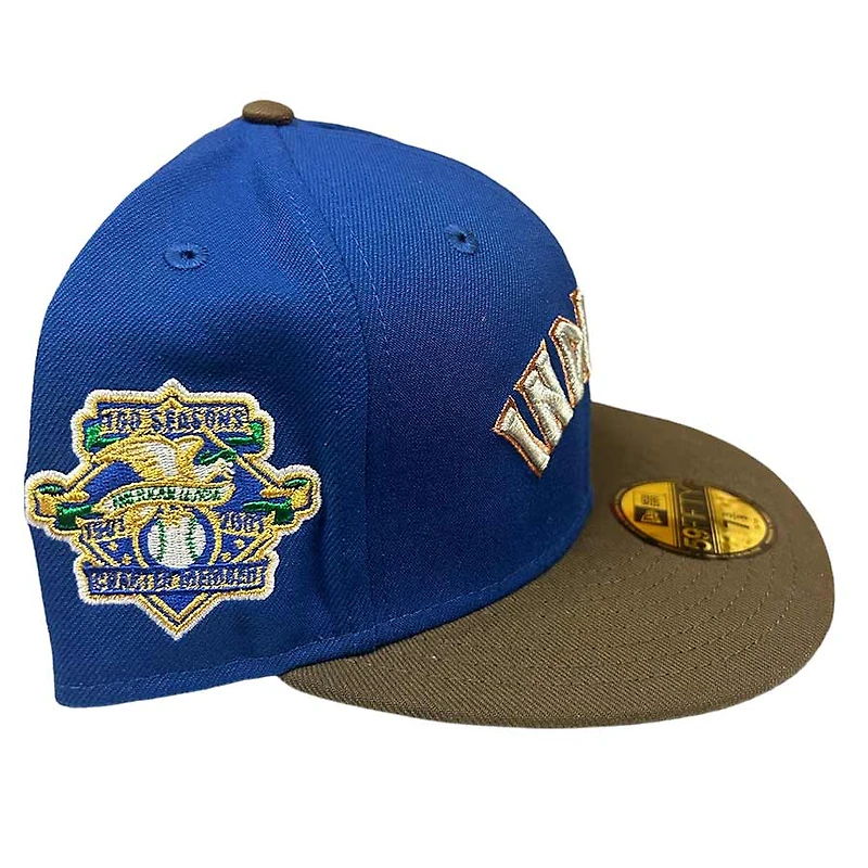 Cleveland Indians Blue Two Tone 100 Seasons Patch Green UV New Era 59FIFTY Fitted Hat