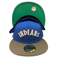 Cleveland Indians Blue Two Tone 100 Seasons Patch Green UV New Era 59FIFTY Fitted Hat