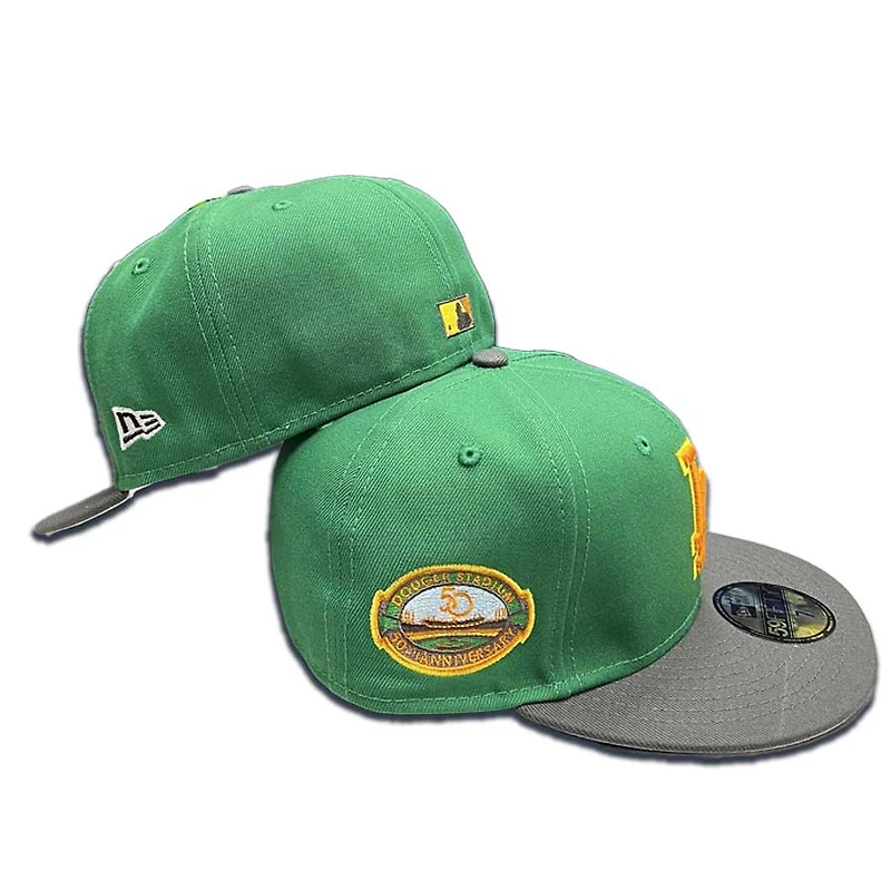 Los Angeles Dodgers Cyber Green Two Tone Slauson 50th Anniversary Patch Gray UV 59FIFTY Fitted Hat