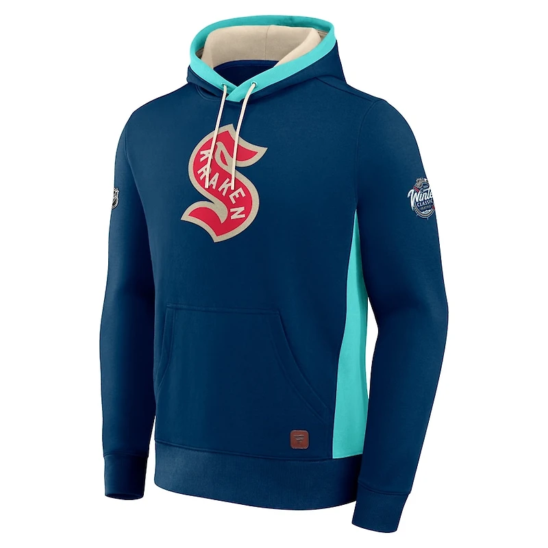 Seattle Kraken 2024 NHL Winter Classic Authentic Pro Deep Sea Blue Pullover Hoodie