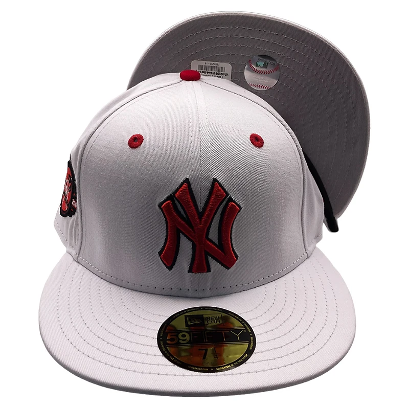 New York Yankees White 100th Anniversary Patch Gray UV 59FIFTY Fitted Hat