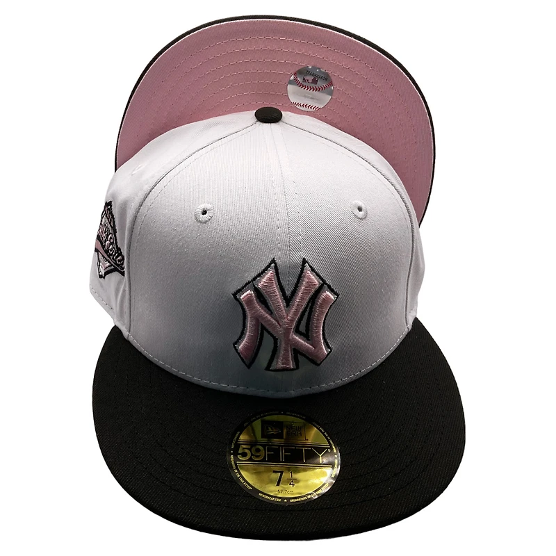 New York Yankees White Black Two Tone 1996 WS Patch Pink UV 59FIFTY Fitted Hat