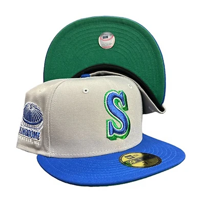 Seattle Mariners Gray Blue Two Tone Kingdome Patch Green UV 59FIFTY Fitted Hat
