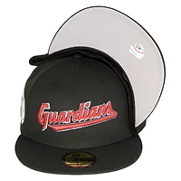 Cleveland Guardians Black Script G Patch Gray UV 59FIFTY Fitted Hat