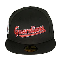 Cleveland Guardians Black Script G Patch Gray UV 59FIFTY Fitted Hat