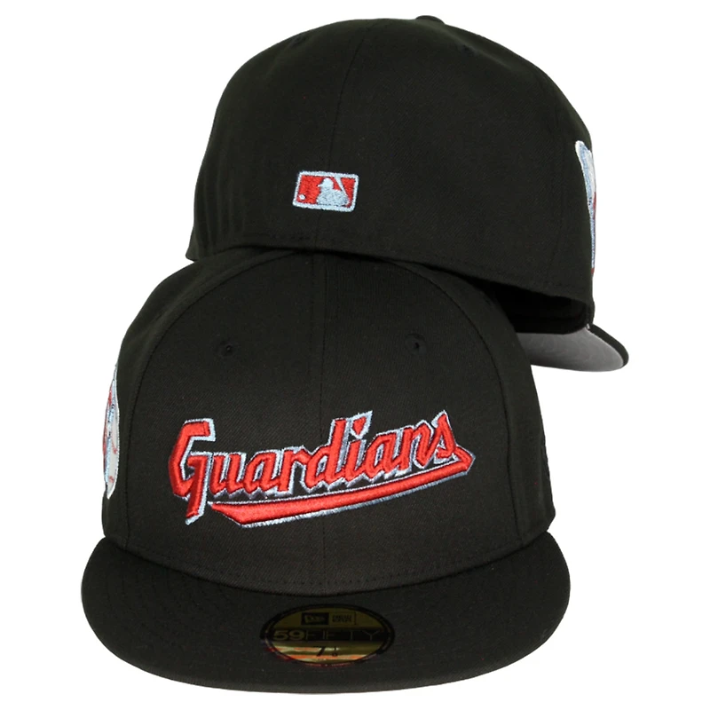 Cleveland Guardians Black Script G Patch Gray UV 59FIFTY Fitted Hat