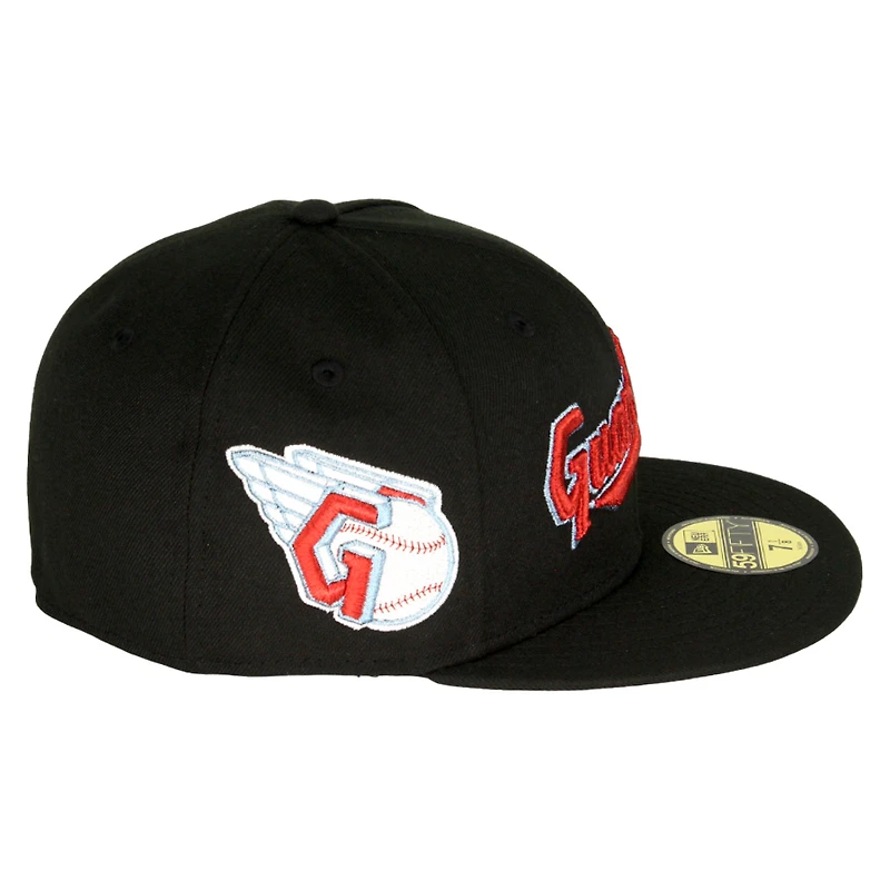 Cleveland Guardians Black Script G Patch Gray UV 59FIFTY Fitted Hat