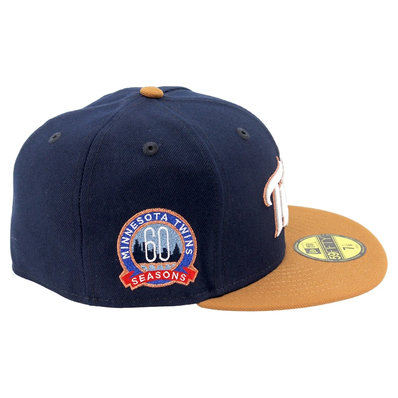 Minnesota Twins Navy Bronze 60th Patch Gray UV 59FIFTY Fitted Hat
