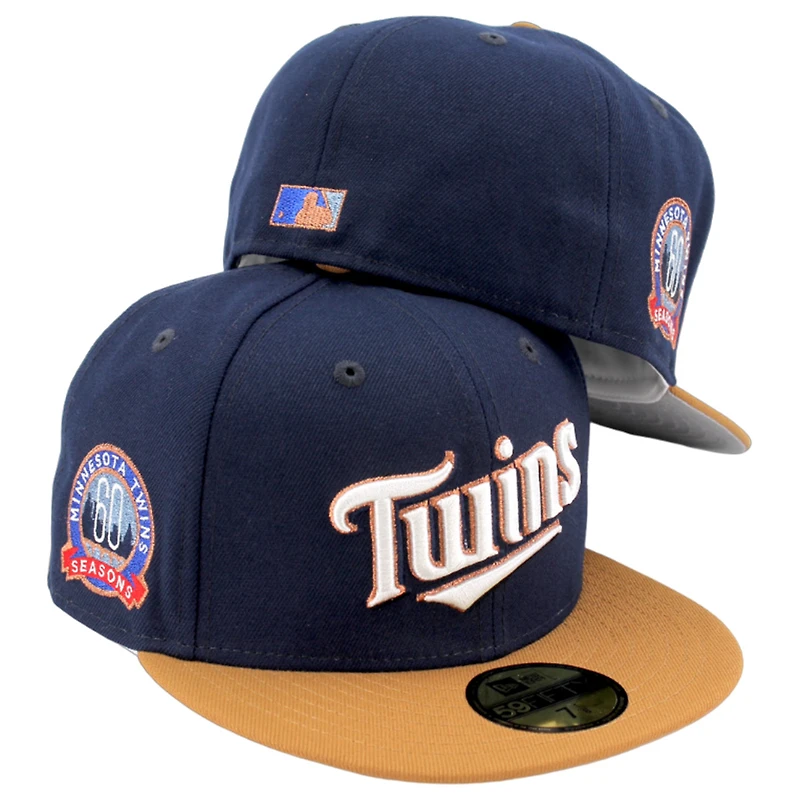 Minnesota Twins Navy Bronze 60th Patch Gray UV 59FIFTY Fitted Hat