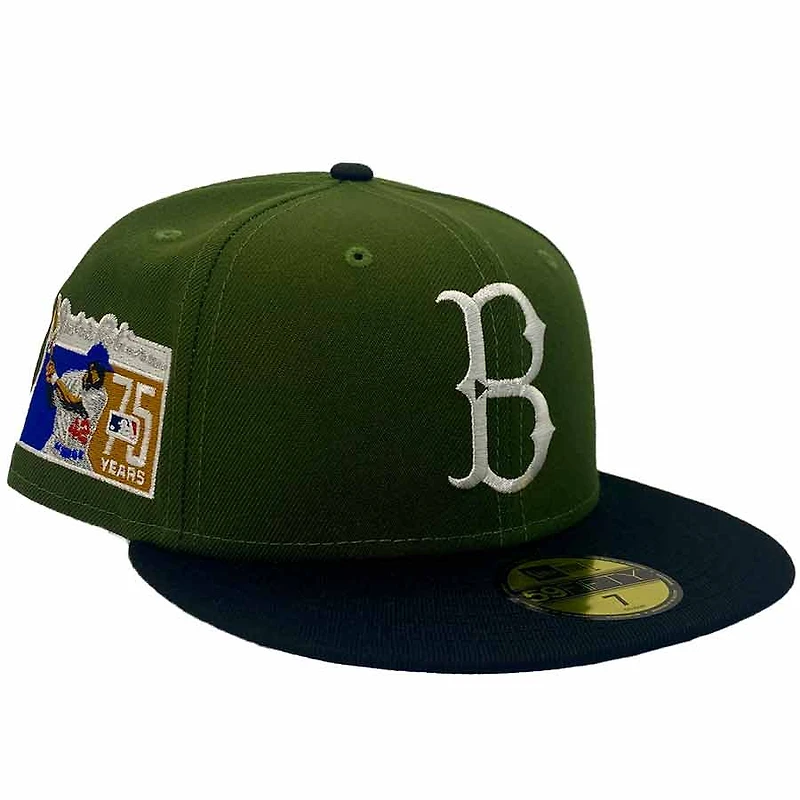 Brooklyn Dodgers Olive and Black NY vs Boston Pack Jackie Robinson 75th Anniversary Patch Gray UV New Era 59Fifty Fitted Hat