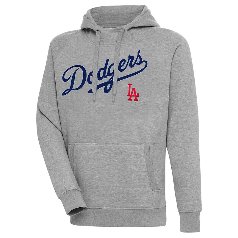 Los Angeles Dodgers Gray Script Victory Antigua Mens Long Sleeve Hoodie