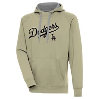 Los Angeles Dodgers Khaki Brown Script Victory Antigua Mens Long Sleeve Hoodie