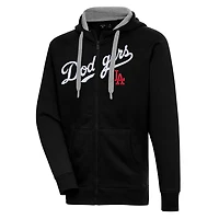 Los Angeles Dodgers Black Script Victory Antigua Mens Full Zipper Hoodie