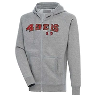 San Francisco 49ers Gray Victory Antigua Mens Full Zipper Hoodie