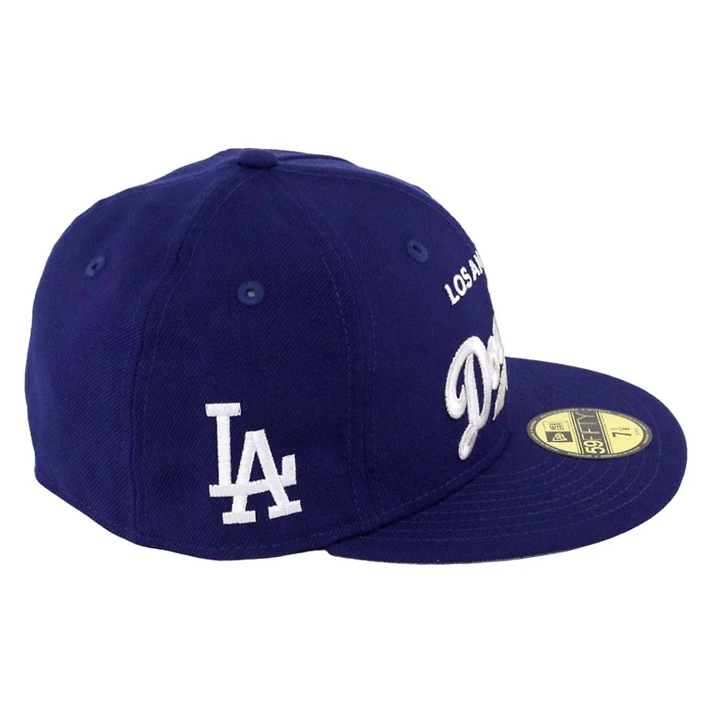 Los Angeles Dodgers Royal Blue Script LA Patch Gray UV 59FIFTY Fitted Hat