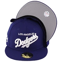 Los Angeles Dodgers Royal Blue Script LA Patch Gray UV 59FIFTY Fitted Hat
