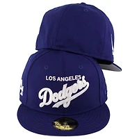 Los Angeles Dodgers Royal Blue Script LA Patch Gray UV 59FIFTY Fitted Hat