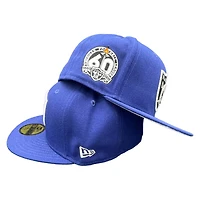 Las Vegas Raiders Blue 60th Anniversary Patch Gray UV 59FIFTY Fitted Hat