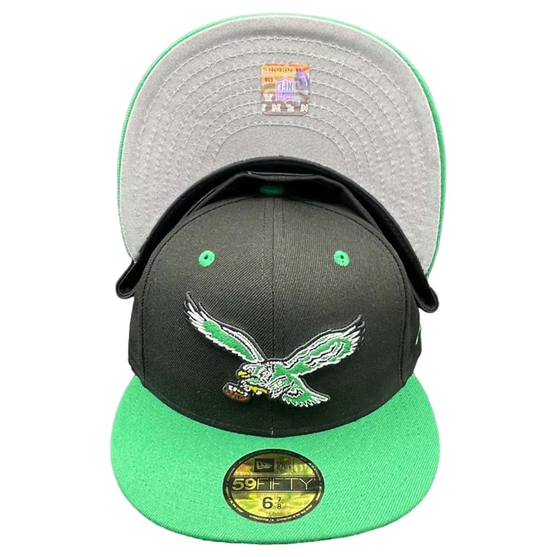 Philadelphia Eagles Black Green Two Tone Gray UV 59FIFTY Fitted Hat