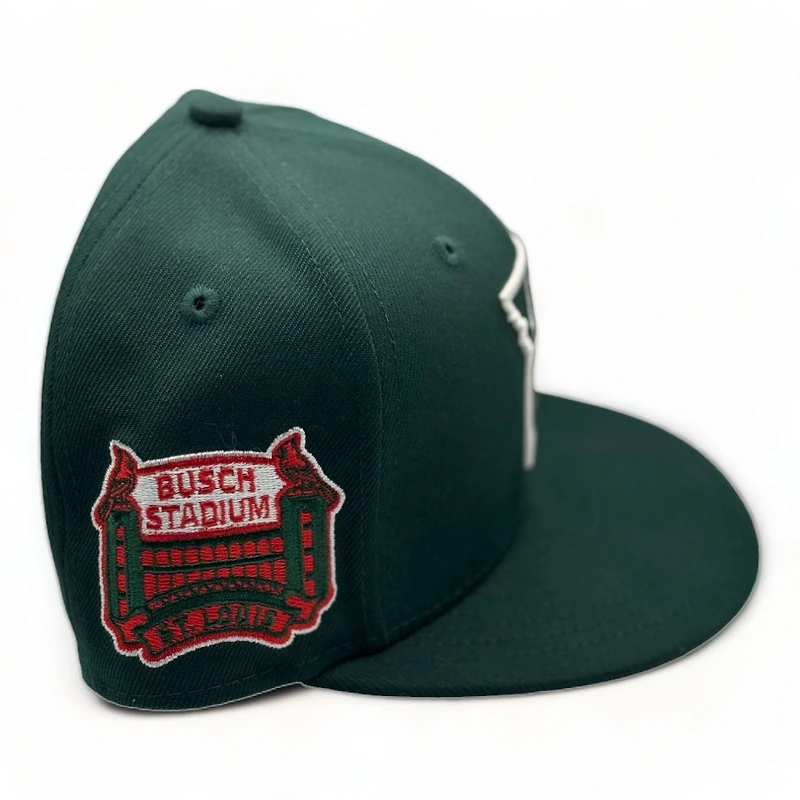 St. Louis Cardinals Green Christmas Pack Busch Stadium Patch Red UV New Era 59FIFTY Fitted Hat