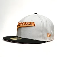 Tennessee Volunteers NCAA White Black Two Tone Script Logo New Era 59FIFTY Fitted Hat