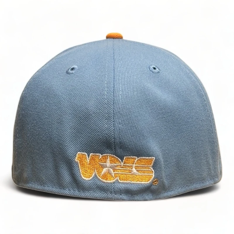 Tennessee Volunteers NCAA Icy Blue Orange Two Tone Script Logo New Era 59FIFTY Fitted Hat