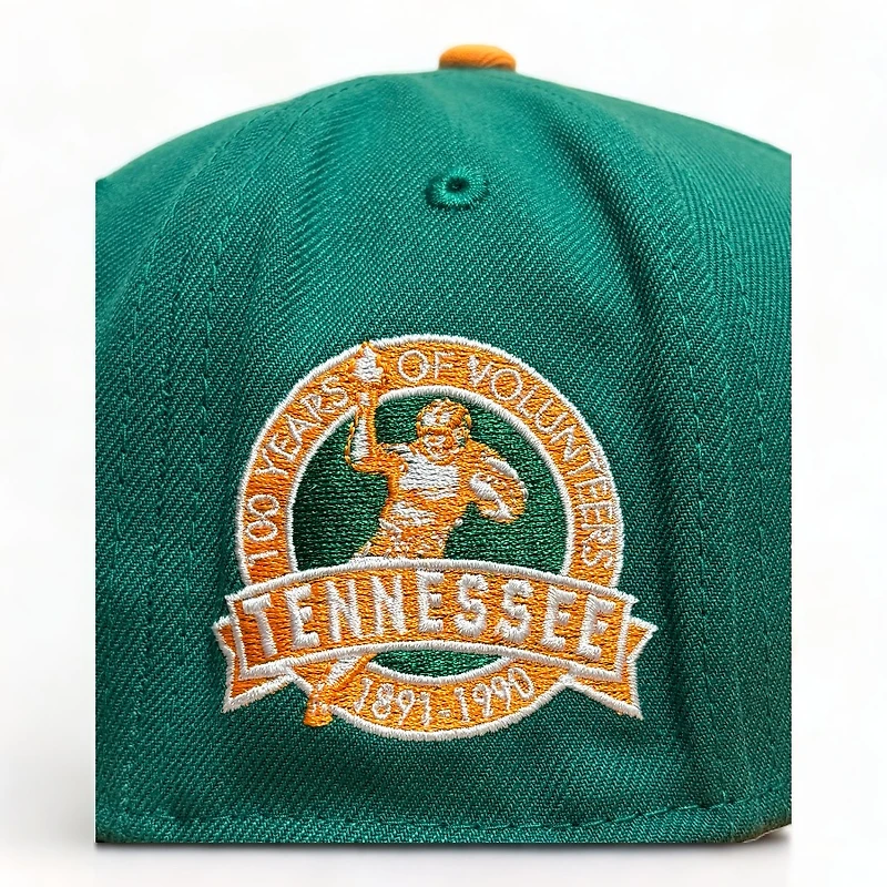 Tennessee Volunteers NCAA Green Orange Two Tone 100th Anniversary Patch New Era 59FIFTY Fitted Hat