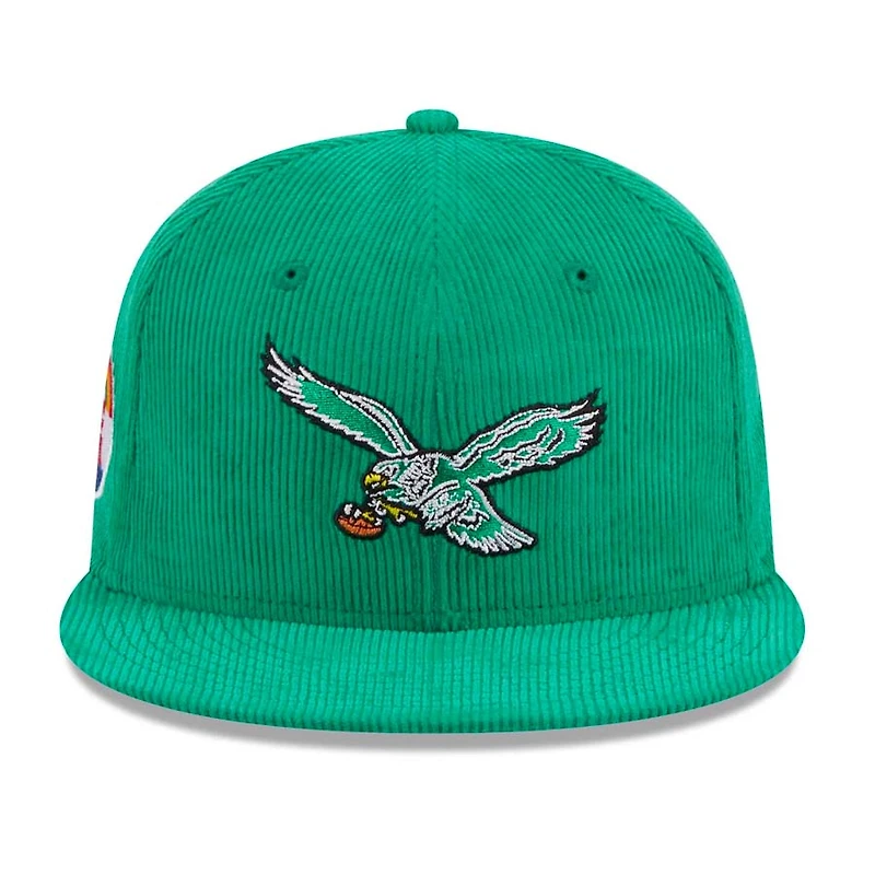 Philadelphia Eagles Green Throwback Corduroy 1987 Pro Bowl Patch Gray UV 59FIFTY Fitted Hat