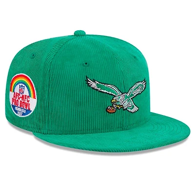 Philadelphia Eagles Green Throwback Corduroy 1987 Pro Bowl Patch Gray UV 59FIFTY Fitted Hat