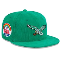Philadelphia Eagles Green Throwback Corduroy 1987 Pro Bowl Patch Gray UV 59FIFTY Fitted Hat