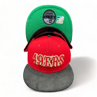 San Francisco 49ers Red Two Tone Cord 75 Years Patch Green UV New Era 9FIFTY Snapback Hat