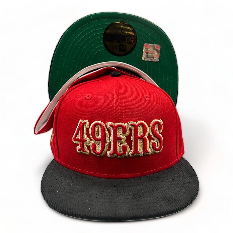 San Francisco 49ers Red Black Cord 75th Patch Green UV 59FIFTY Fitted Hat