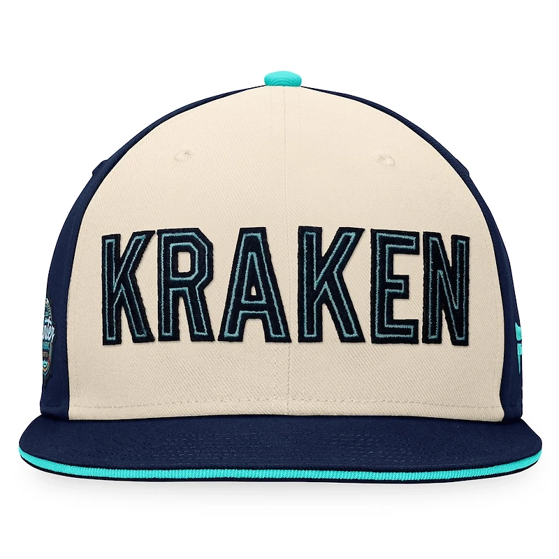 Seattle Kraken Cream Deep Sea Blue Annual Clearance 2024 NHL Winter Classic Snapback Hat