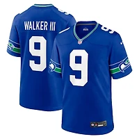 Youth Seattle Seahawks Kenneth Walker III Royal Blue Retro Throwback Nike Game Jersey