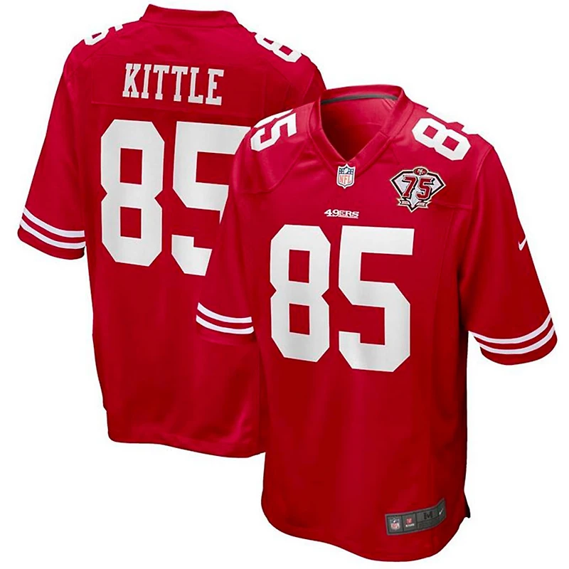 San Francisco 49ers George Kittle 75th Anniversary Patch Alternate Scarlet Red Nike Game Jersey